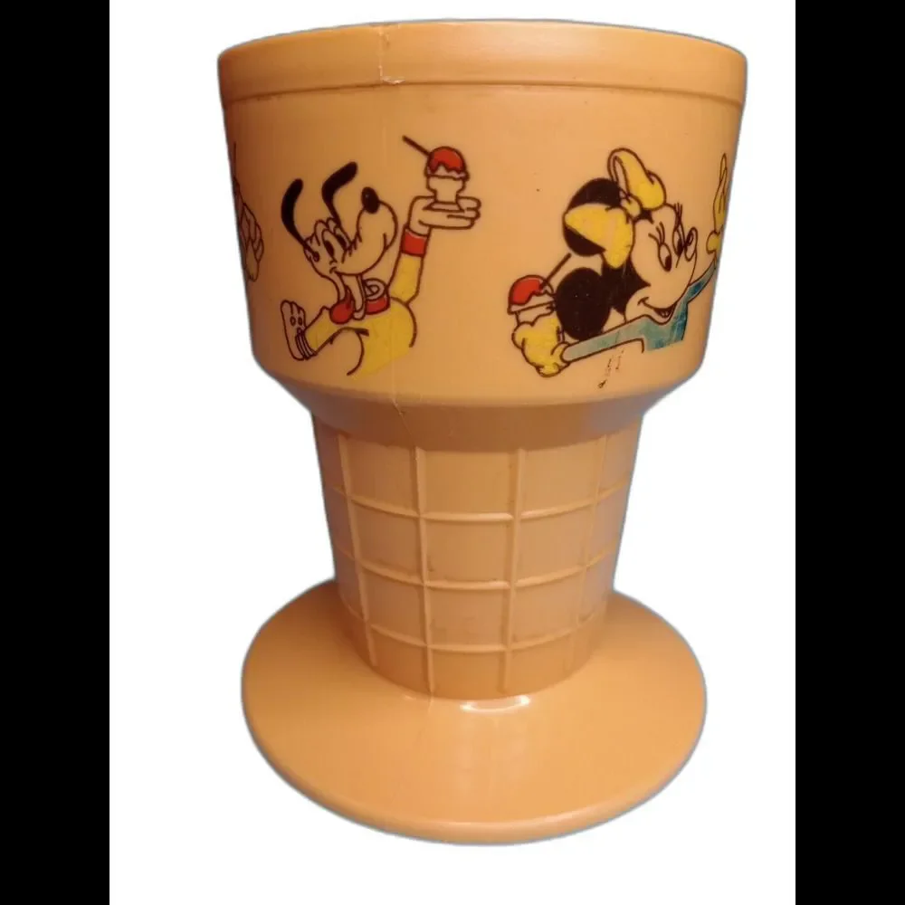 1970s Vintage Walt Disney Ice Cream Cone Cup Mickey Minnie Mouse Pluto Donald - Picture 2 of 6